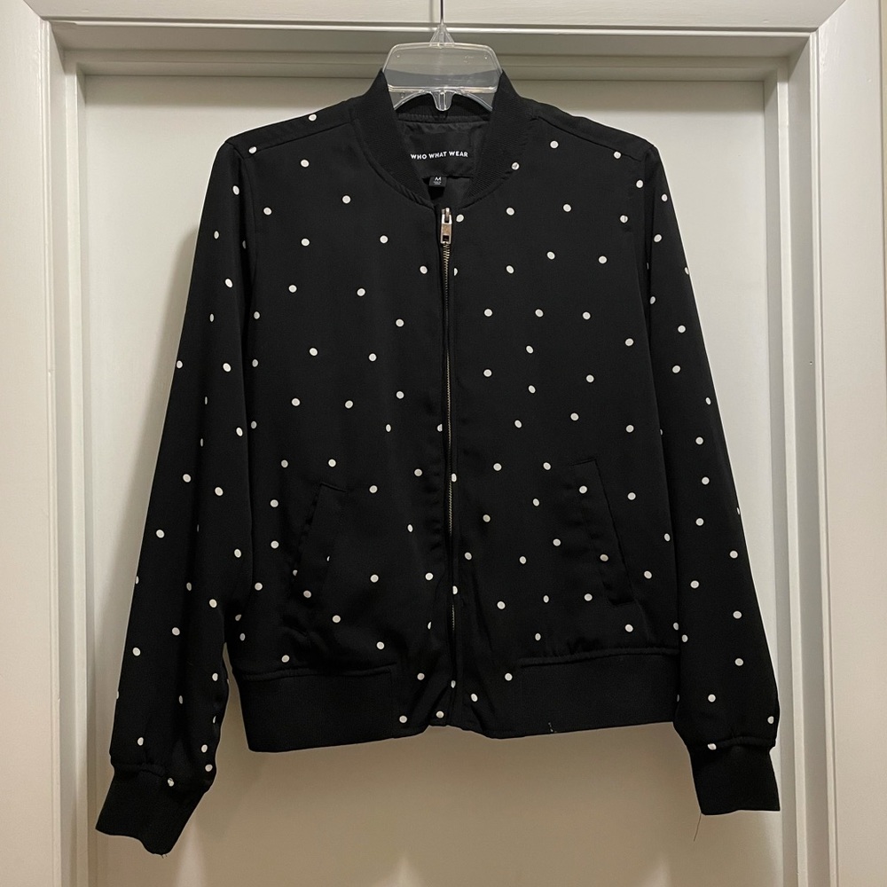 Black and white polka dot track jacket